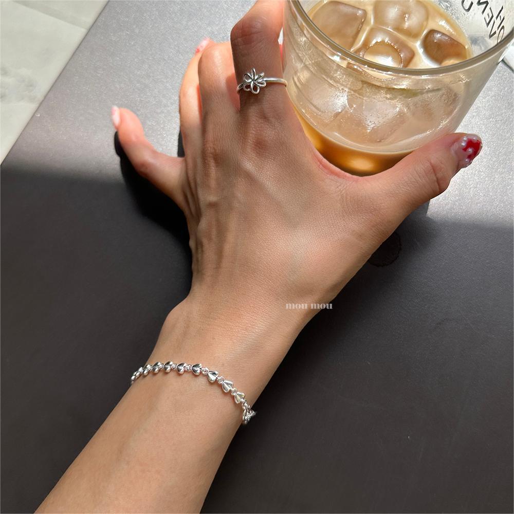 Bracciale Minimalista a Cuore in Argento Sterling S925 con Design Geometrico