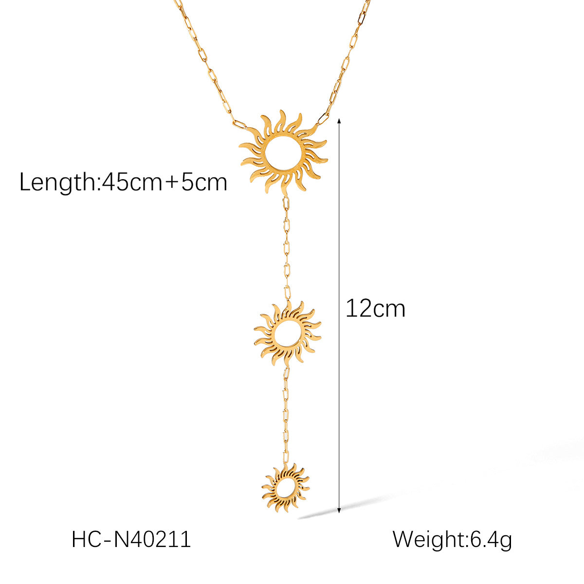 Minimalist Sunflower Pendant Necklace for Women Stainless Steel Hollow Geometric Design with Plated Finish Long Sweater Chain