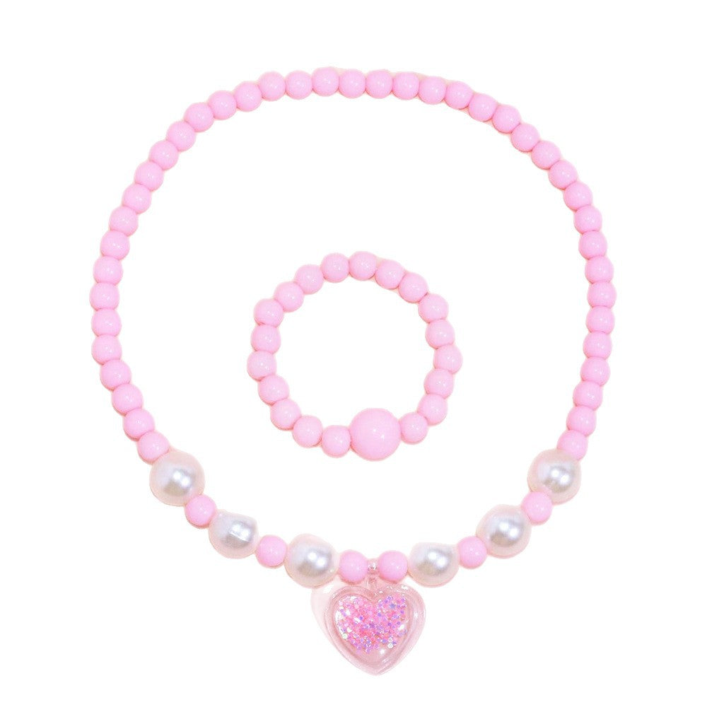Dolce Collana a Cuore in Resina per Bambini con Catenina a Sfera, Lunghezza Regolabile, Accessorio Stile Principessa
