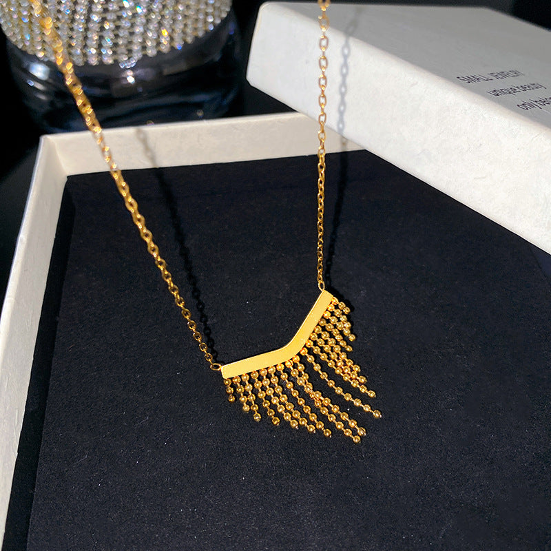 Bohemian Sweet Geometric Titanium Steel Plated Necklace with Brass Pendant for Unisex