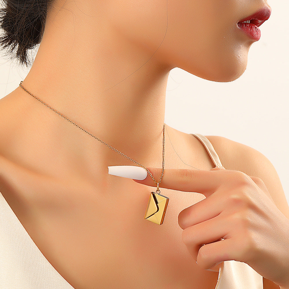 Minimalist Geometric Stainless Steel Plated Alloy Pendant Box Chain Necklace for Couples