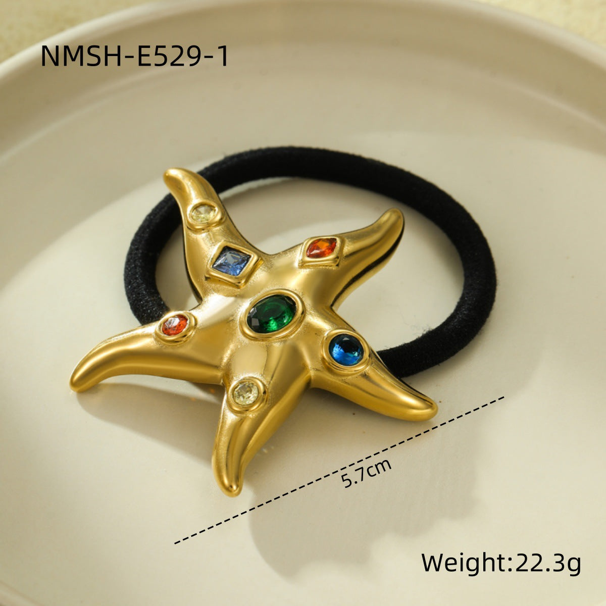Minimalist Shell and Star-Shaped Titanium Steel Hair Ring with 18K Gold Plating for Women
