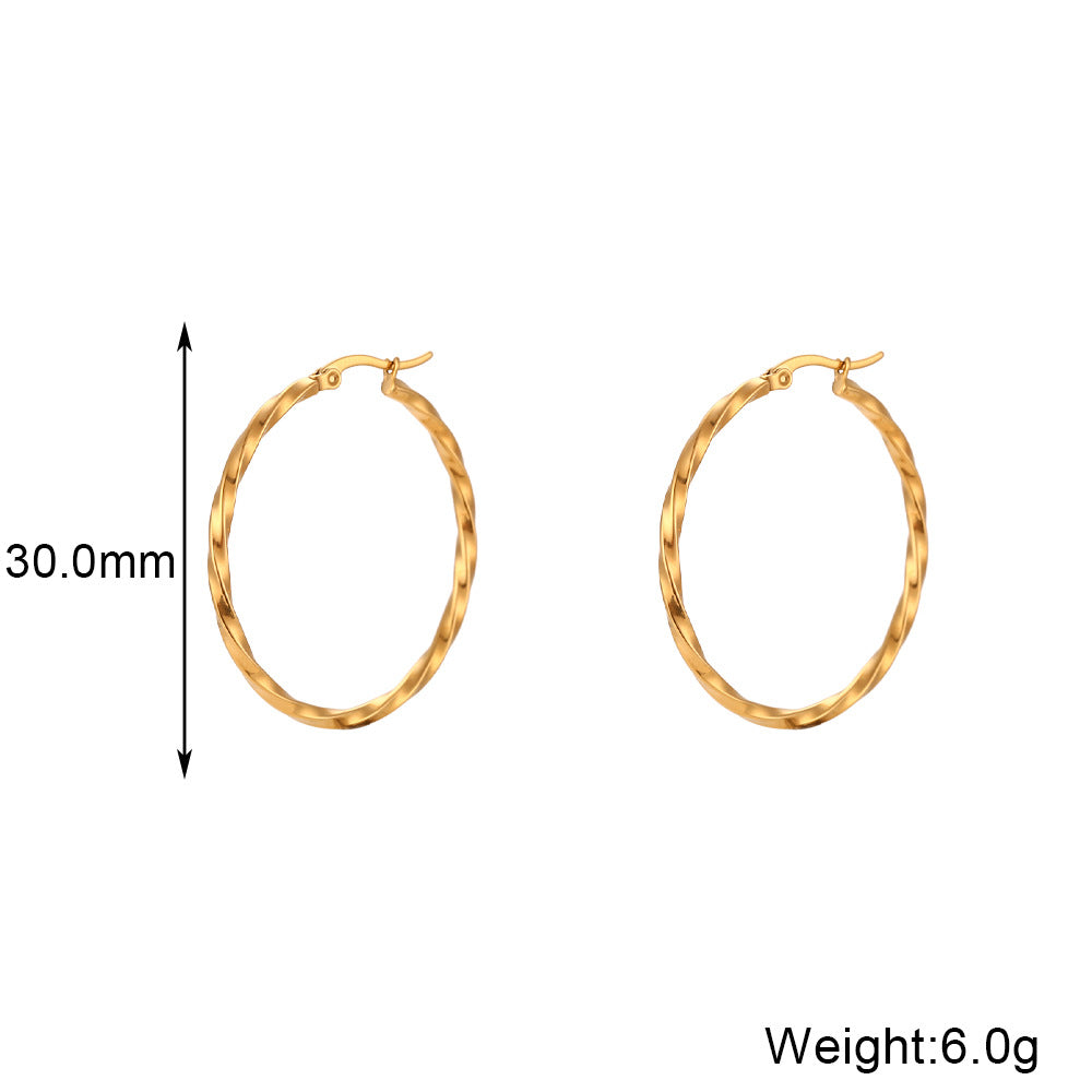 Pendientes de Aro Minimalistas de Lujo Geométricos de Acero Inoxidable con Chapado en Oro de 18K para Mujer