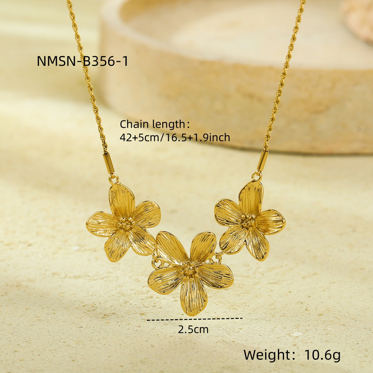 Collar con colgante floral estilo "Fashion OL" de acero inoxidable con acabado chapado para mujer