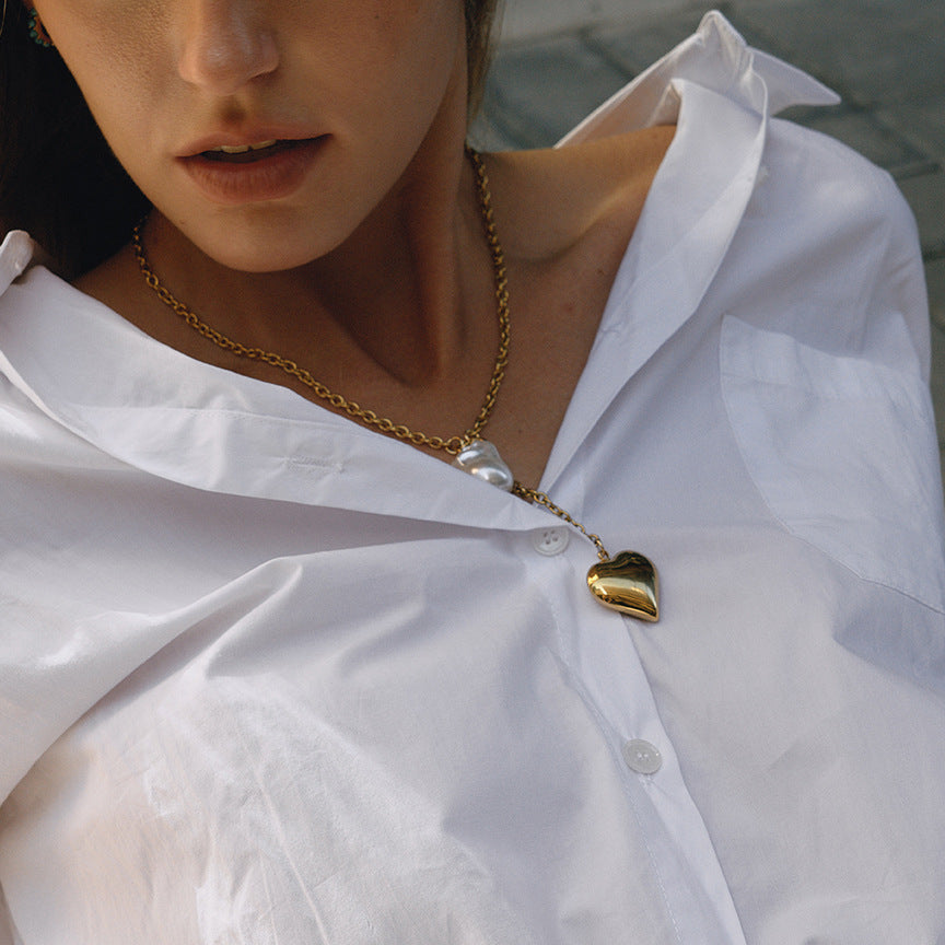 Elegante collana lunga a Y da donna con pendente in acciaio al titanio, design geometrico, catena in acciaio inossidabile galvanizzato, ipoallergenica e resistente all'ossidazione