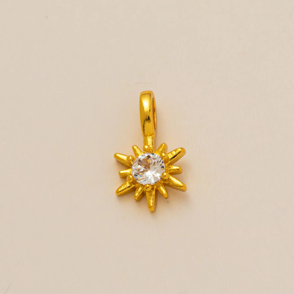 Minimalist Gold Plated Brass Pendant Necklace with Heart Moon Star Butterfly and Floral Design