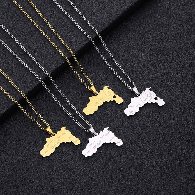 Collana con Pendente Geometrico in Acciaio Inossidabile con Ciondolo in Acciaio al Titanio, Finitura Galvanizzata, Catena a O, Accessorio Moda Unisex