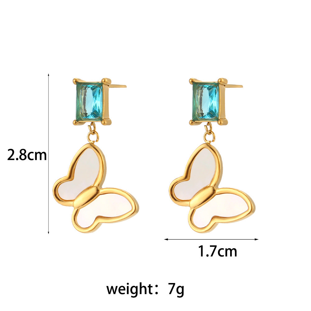 Pendientes de Oreja Cuadrados Geométricos Minimalistas de Circonita para Mujer de Acero Inoxidable con Acabado Chapado
