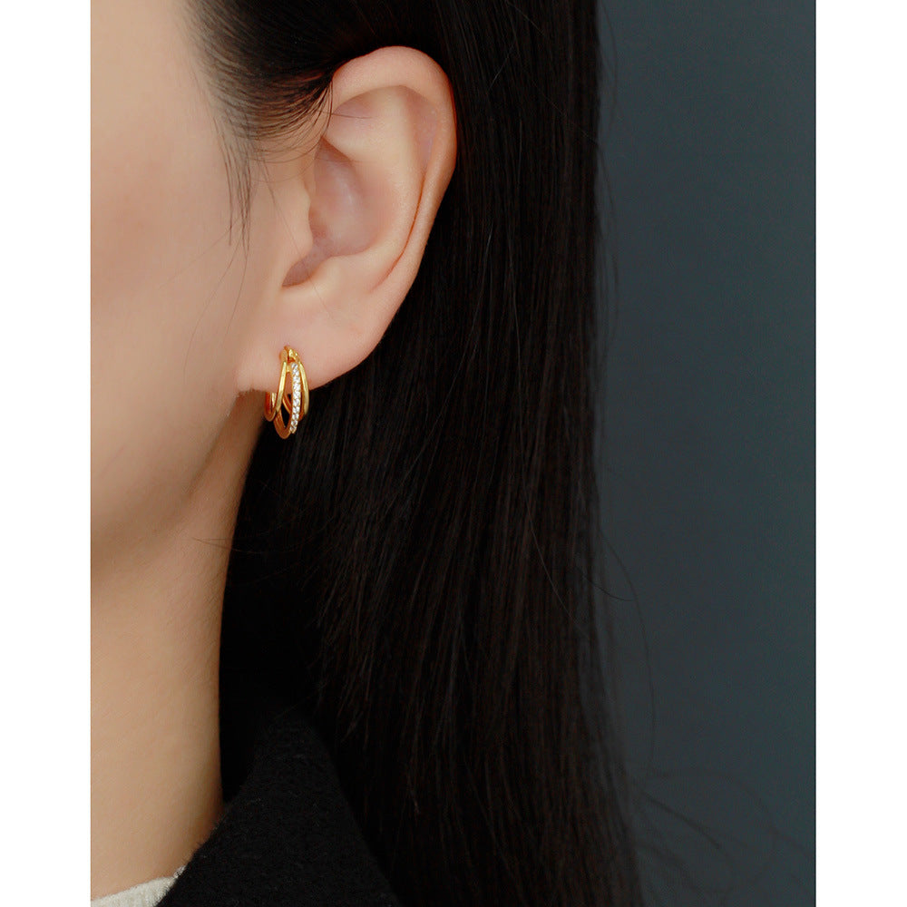 Orecchini a clip geometrici da donna e unisex in argento sterling S925, gioielli minimalisti di tendenza