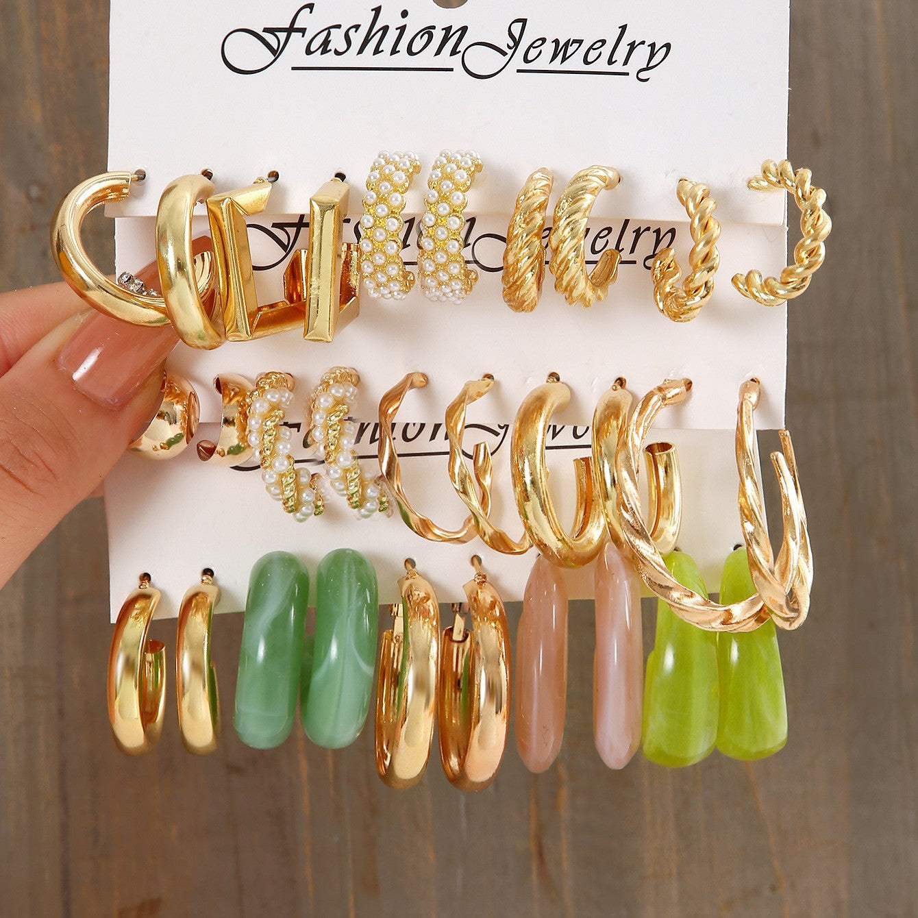 Fashion Geometric Round Gold Plated Zinc Alloy C-Shape Hoop Earrings with 925 Sterling Silver Posts