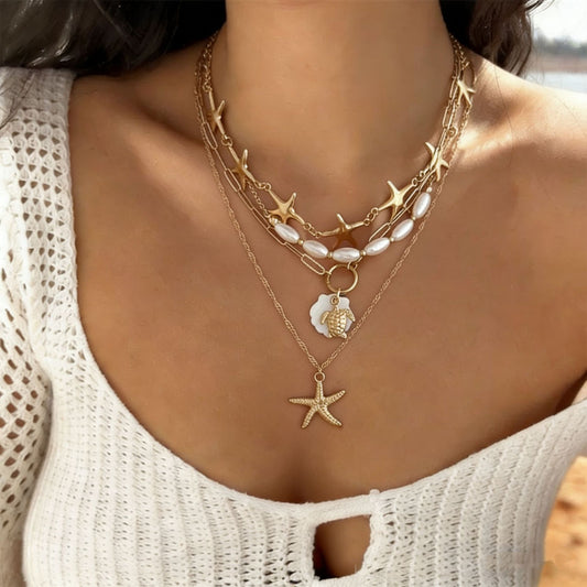 Bonito Collar con Colgante de Aleación de Zinc con Diseño de Animal y Elementos de Concha para Mujer