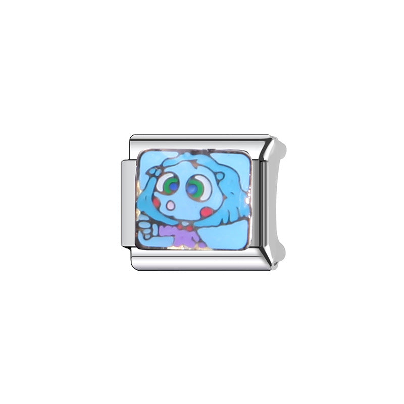 Sweet Cartoon Plated Stainless Steel DIY Charm Bar Bracelet Unisex