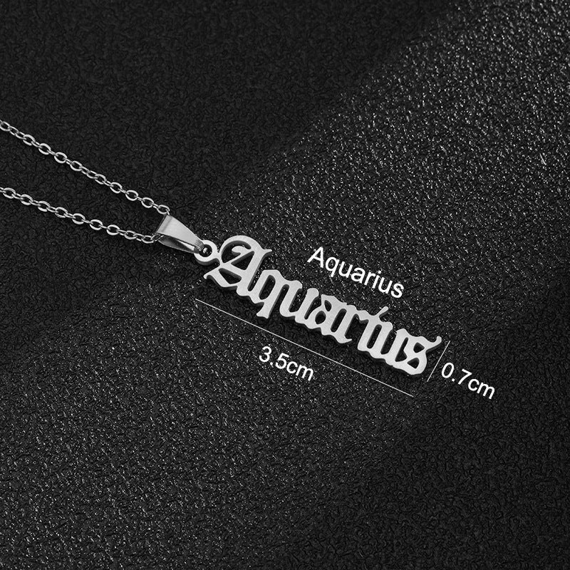 Zodiac-Themed Stainless Steel Pendant Necklace with Titanium Steel Charm and Electroplated Finish for Unisex Wear