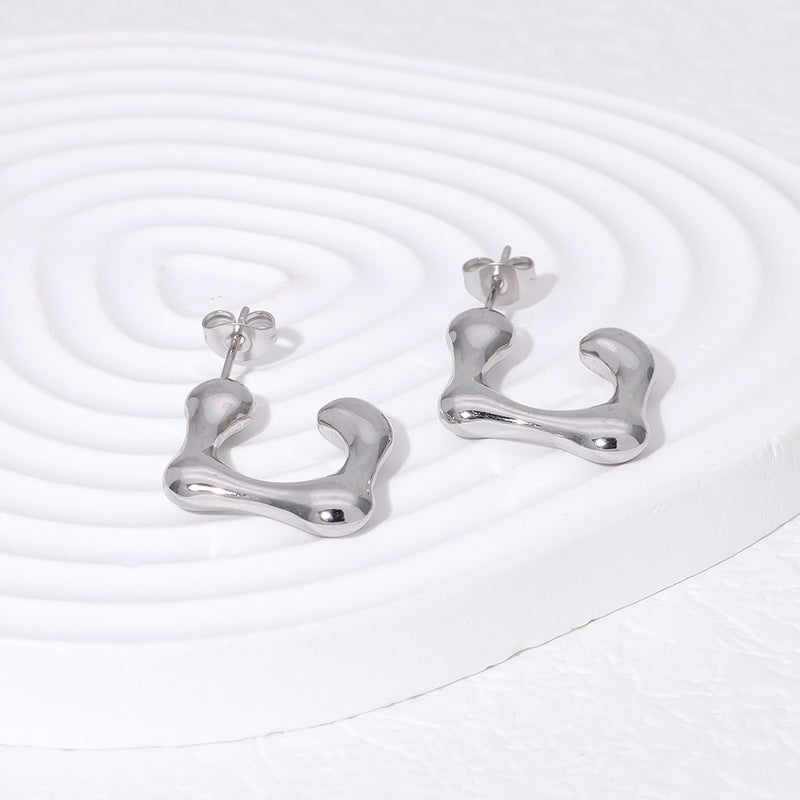 Pendientes de titanio y acero con forma irregular, chapados en oro de 18 quilates, minimalistas, elegantes, de moda, para mujer