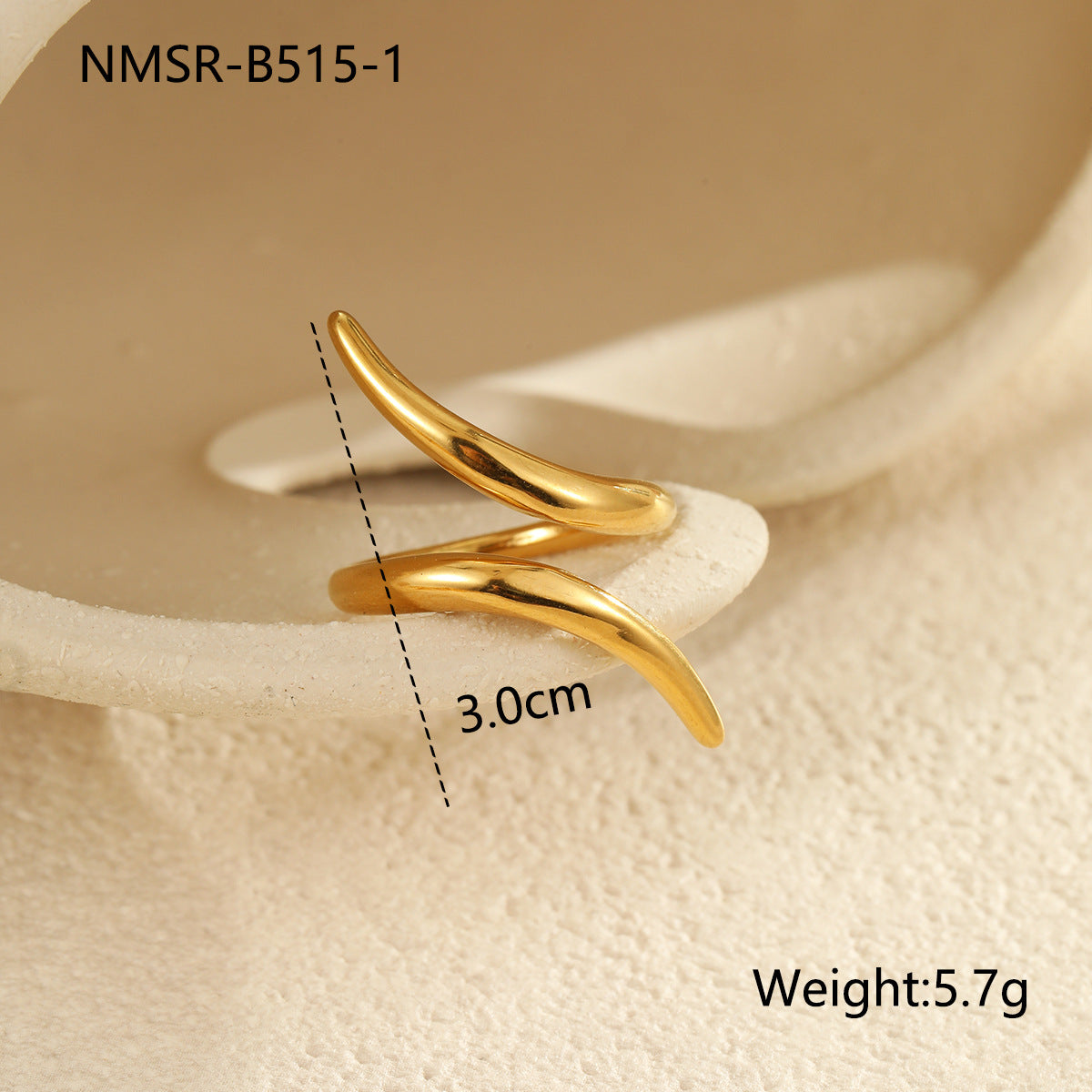 Anillo minimalista geométrico de acero de titanio para mujer con acabado chapado, banda personalizada de acero inoxidable de alta gama