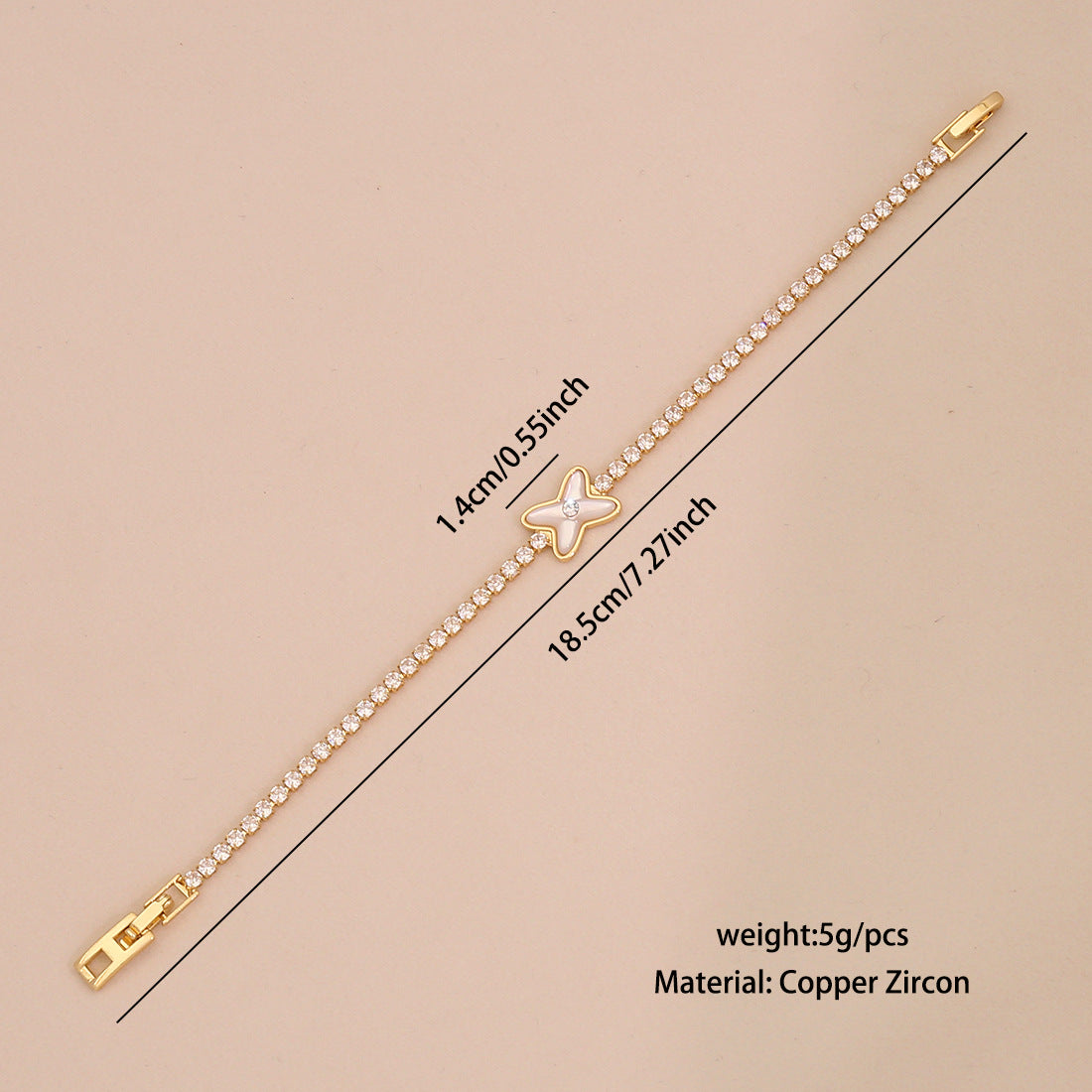 Fashionable Heart-Shaped Plated Copper Bracelet with Zircon Accents for Women
