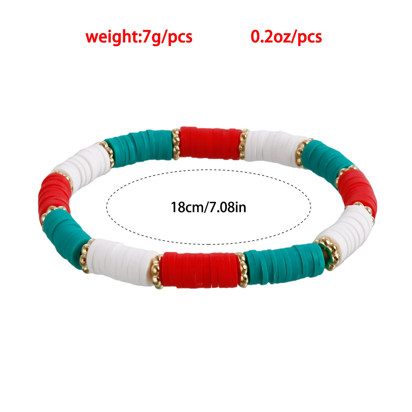 INS Style Geometric Shape Polymer Clay Elastic Bracelet for Women with Plated Finish Christmas Gift