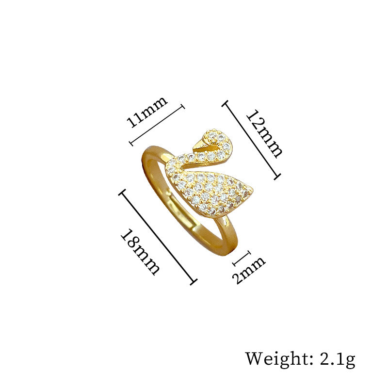 Minimalist Sweet Geometric Round Brass Plated Rhinestone Ring for Women and Men