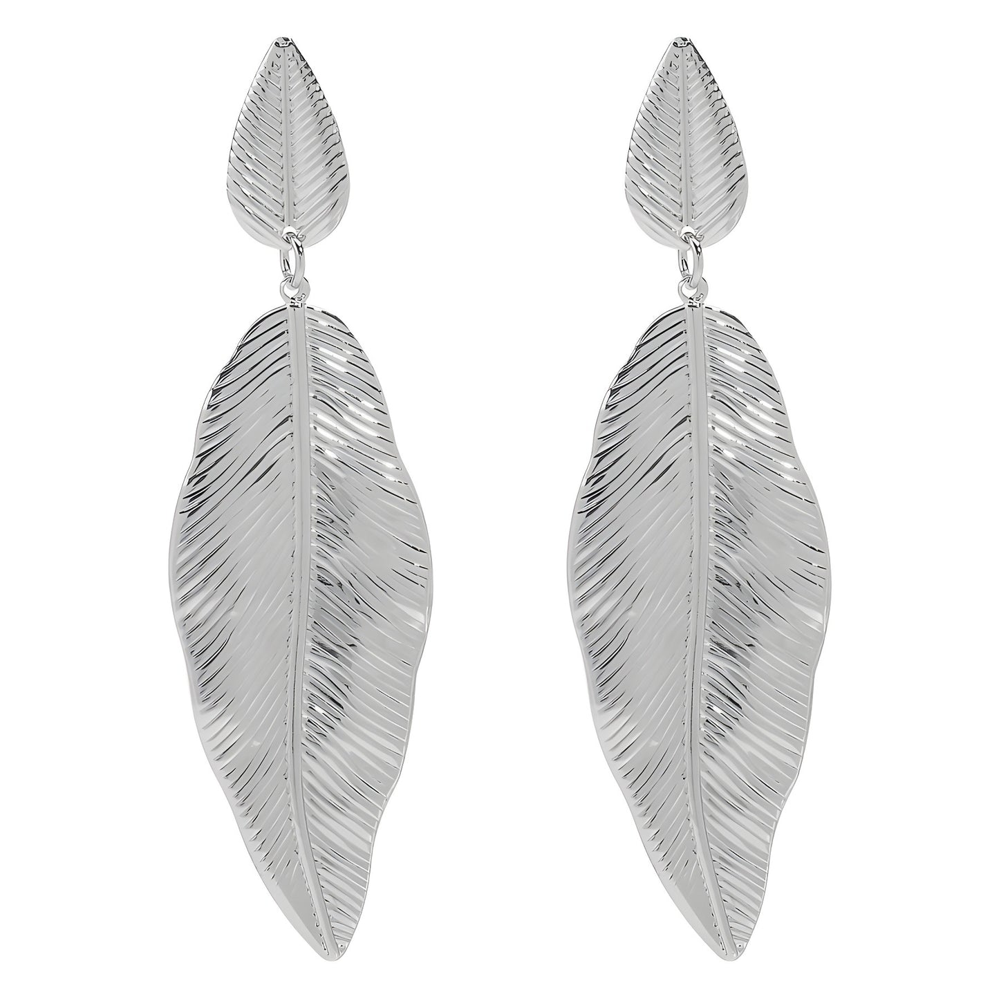 Pendientes de hierro con forma de hoja estilo vintage y diseño minimalista de moda para mujer