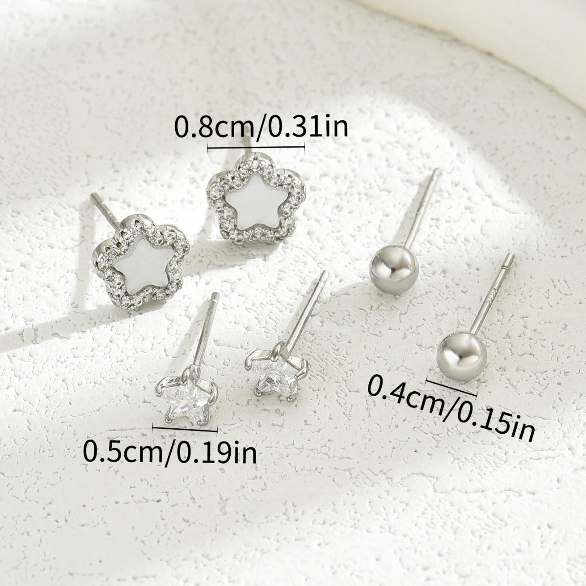 Pendientes de Cobre Irregulares Minimalistas con Forma de Estrella e Incrustaciones de Zirconia para Mujer