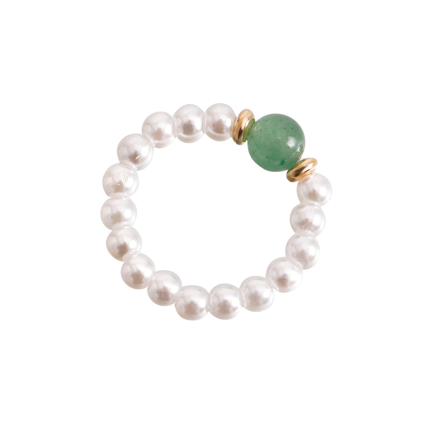Anillo Acrílico Geométrico Bohemio con Perlas de Imitación y Acentos de Piedras Naturales para Mujer