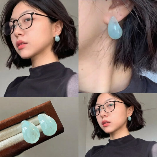 Orecchini a perno a goccia da donna in resina, stile minimalista casual, con perni in acciaio inossidabile