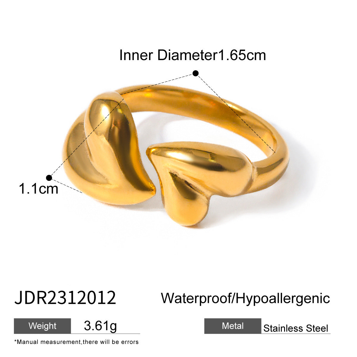 Anillo de acero inoxidable geométrico minimalista con acabado chapado para mujer con acento de mariposa y lazo