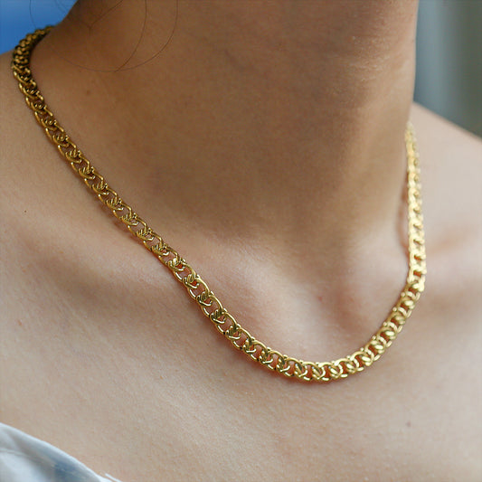 Hip Hop Style U-Shaped Stainless Steel Plated Clavicle Necklace for Women and Men with Twisted Plate Chain