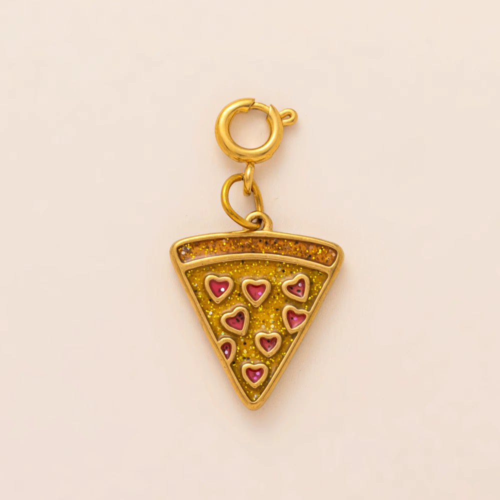 Vintage Stainless Steel PVD Gold Plated Mushroom Pendant Charm Bar