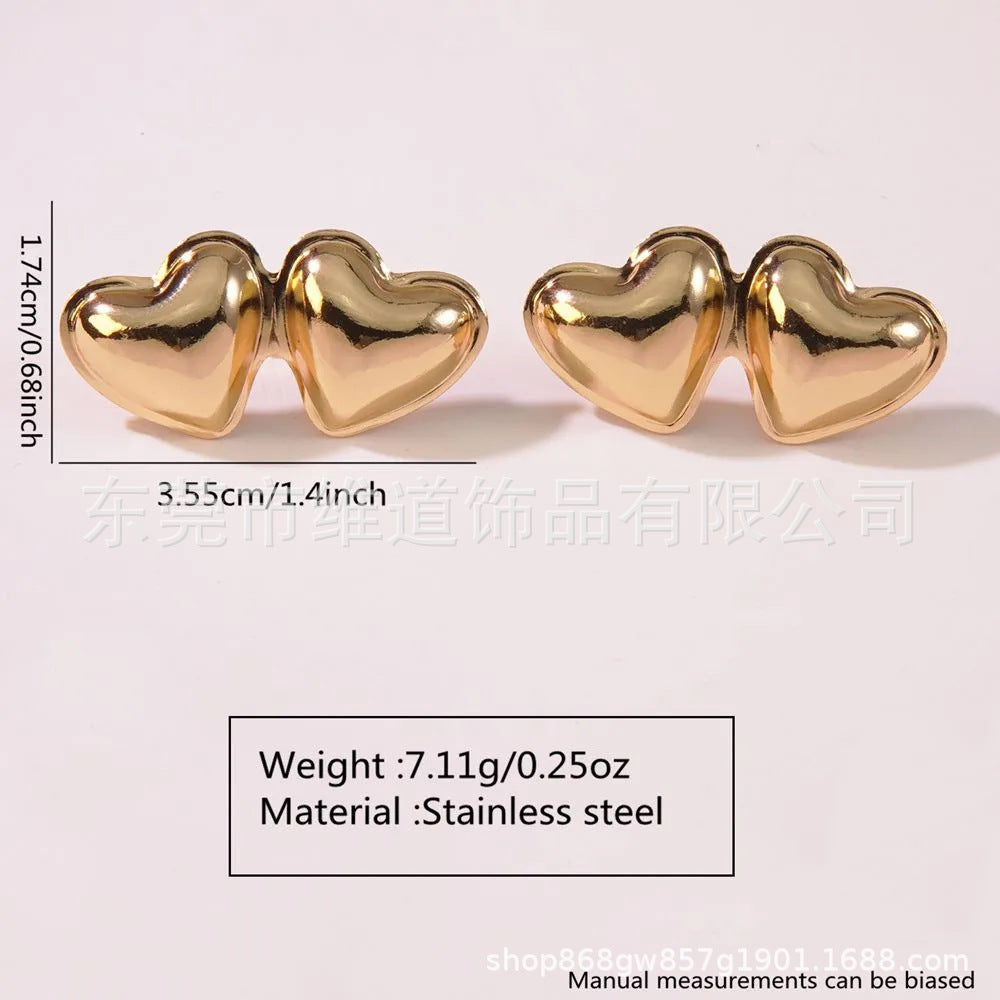 Beach Style Stainless Steel Geometric Starfish Shell Stud Earrings for Women