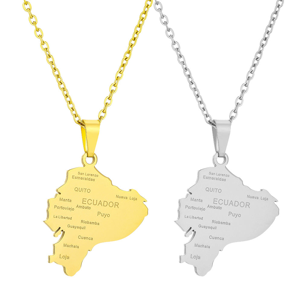 Collana con pendente geometrico minimalista in acciaio al titanio con finitura placcata e catena a O per moda unisex