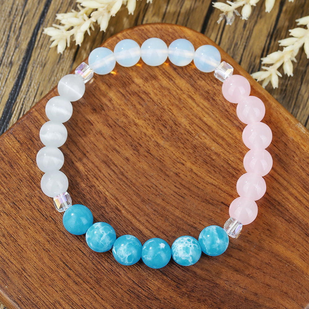 Round Natural Stone Beaded Bracelet with Green Aventurine and Black Agate for Unisex