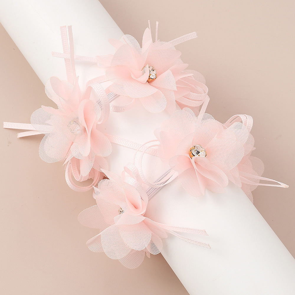 Sweet Children's Hair Tie with Bow Shape Fabric Hairband for Girls Princess Style Hair Accessory