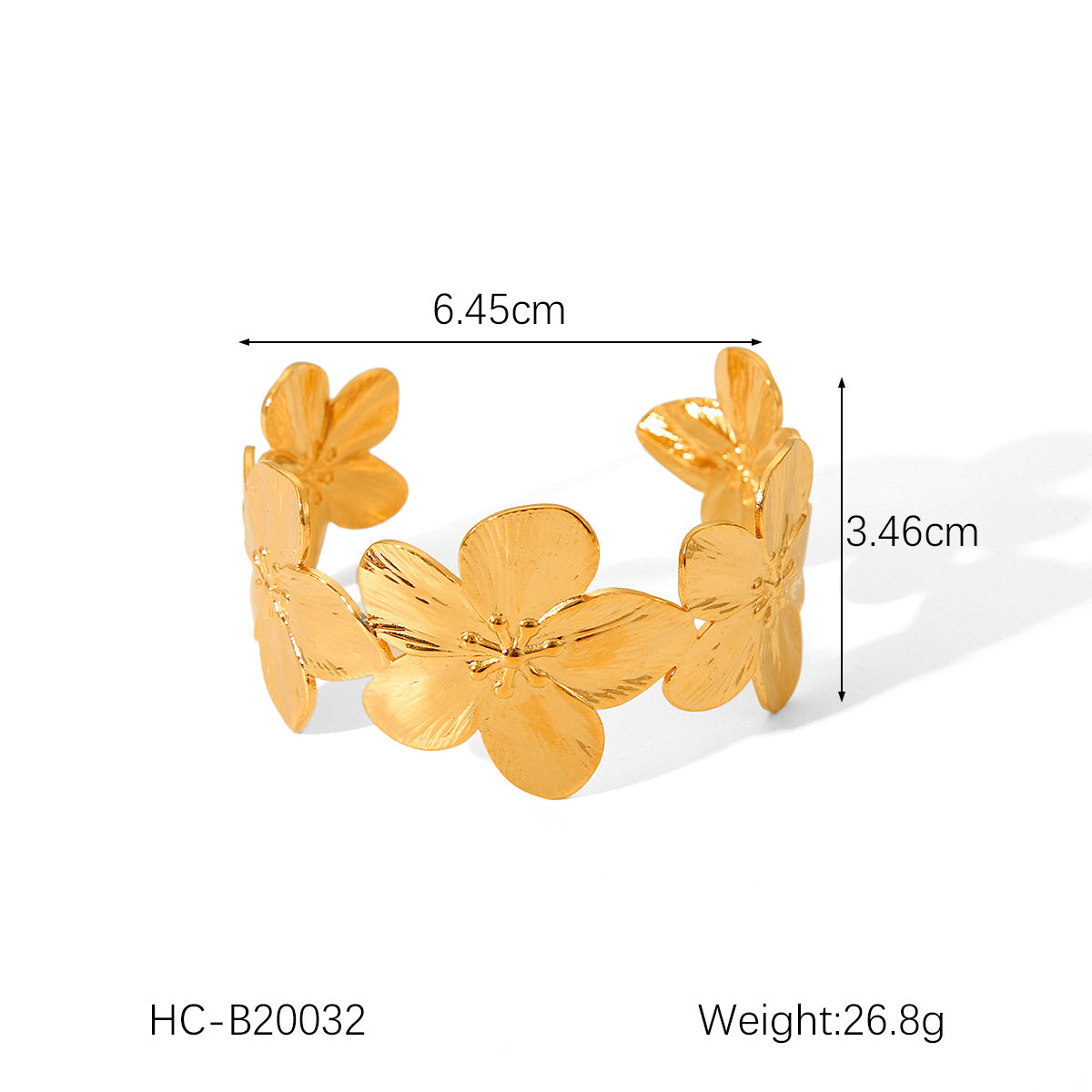 Floral Design Titanium Steel Bracelet for Women with Plated Finish Adjustable Cuff Bracelet Elegant Minimalist Jewelry