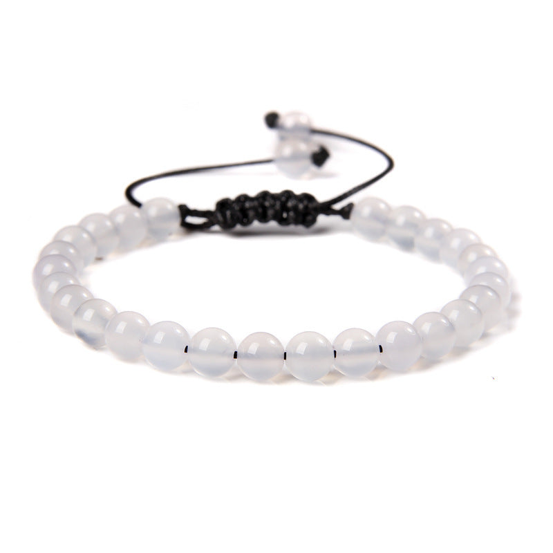 Sweet Sporty Geometric Natural White Crystal Stretch Bracelet 6mm Unisex Handmade Energy Bangle