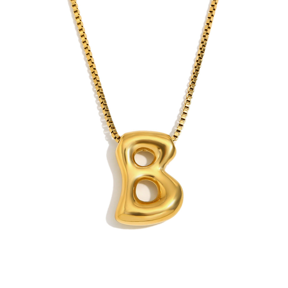 Minimalist Fashion Letter Necklace for Women Stainless Steel Pendant with 18K Gold Plating