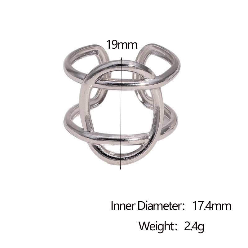 Minimalist Vintage 18K Gold Plated Geometric Open Ring Stainless Steel Jewelry for Women