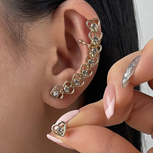 Orecchini a polsino piccoli e minimalisti con intarsio di strass e lega placcata per donne