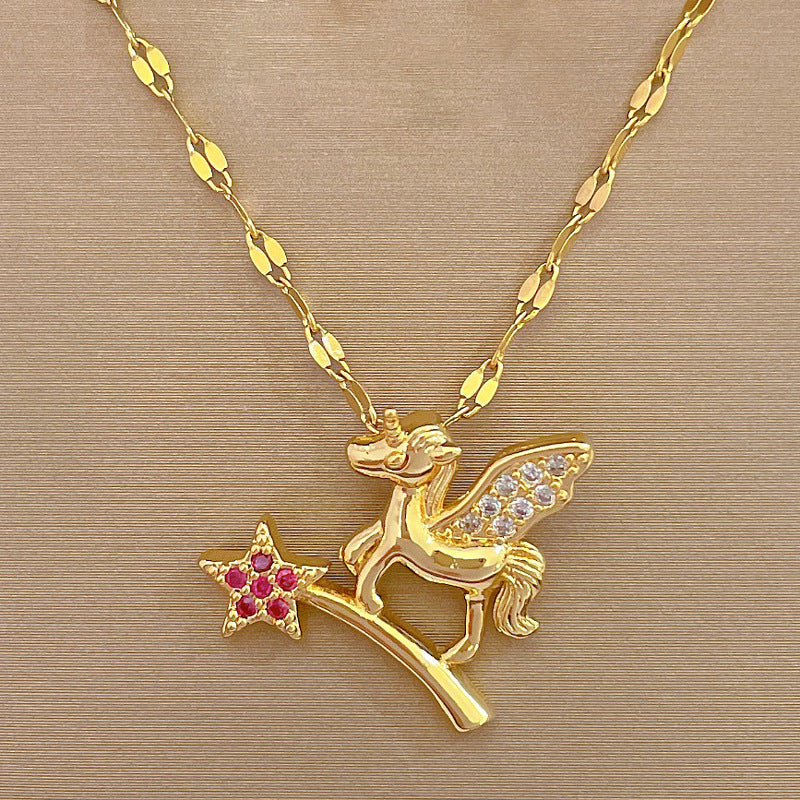 Collar de lujo unisex con cadena para labios de acero titanio con incrustaciones de diamantes de imitación geométricos