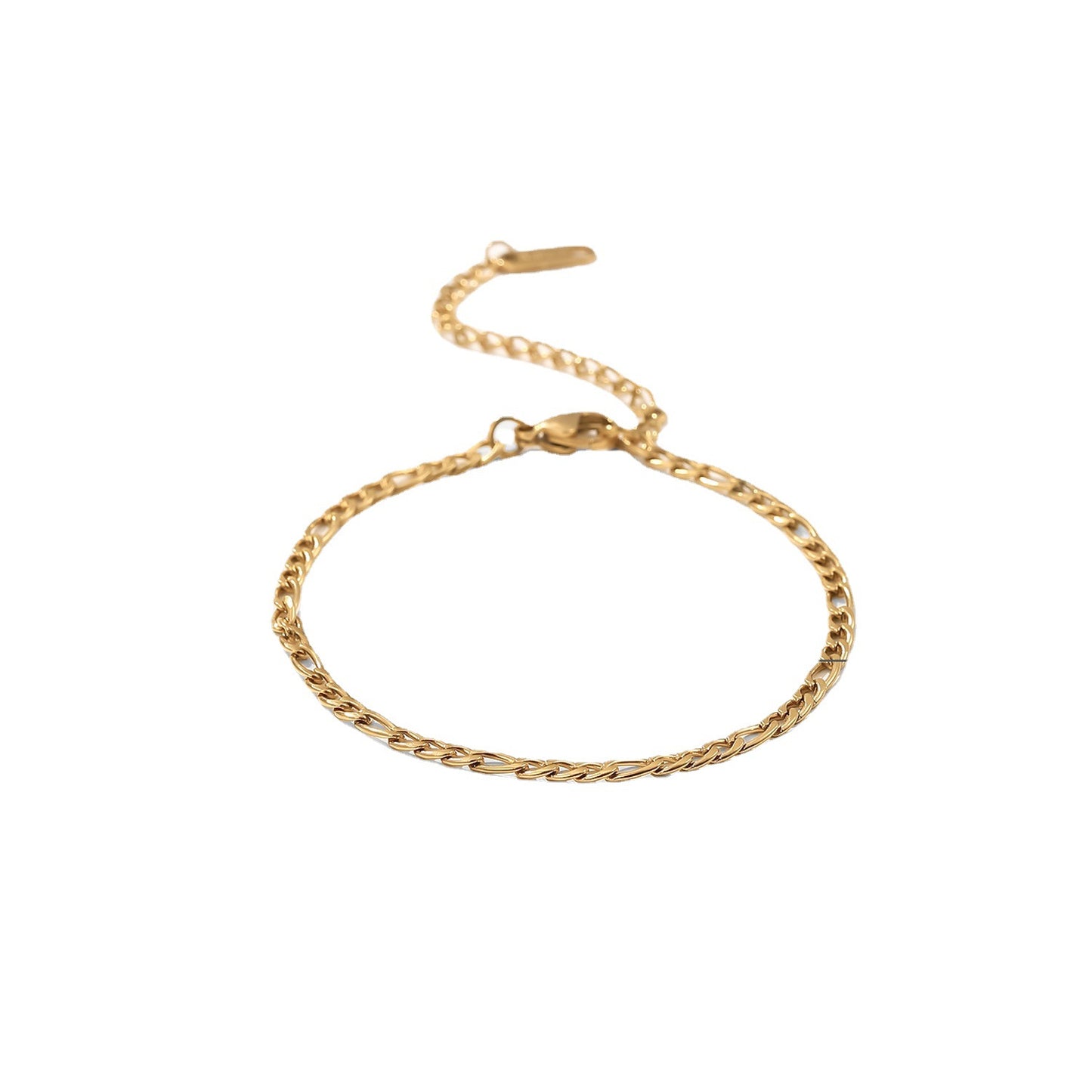 Geometric Luxury Plated Titanium Steel Box Chain Bracelet with Rhinestone Accents for Women