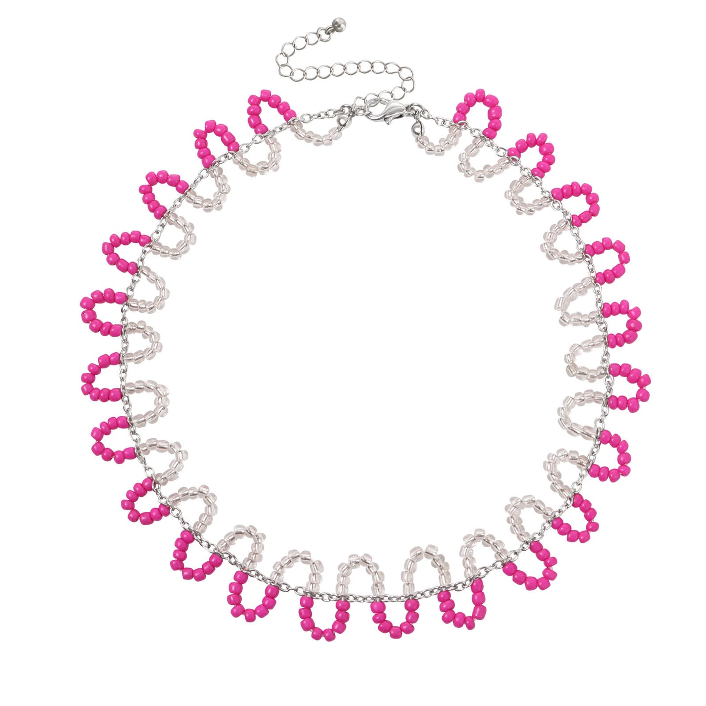 Bohemian Colorful Seed Bead S-Shaped Necklace with Geometric Pendant in Alloy Plated Finish