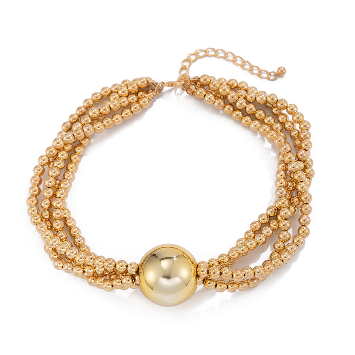 Collar de Perlas Geométricas Exageradas para Mujer con Cadena de Cuentas Multicapa Bañada y Detalles de Borlas
