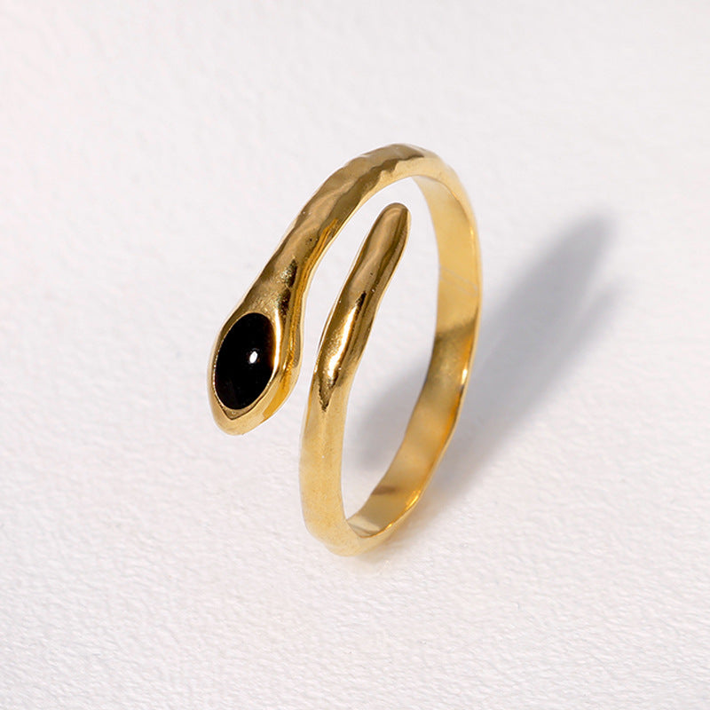 Personalized Snake Shaped Gold Plated Stainless Steel Ring for Women