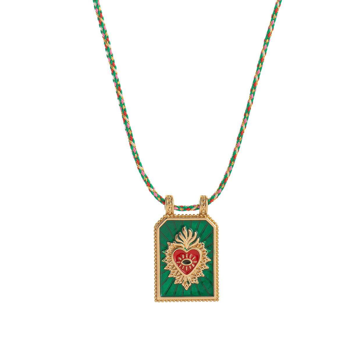 Collana pendente minimalista a forma di cuore in rame placcato oro su cordino colorato da donna