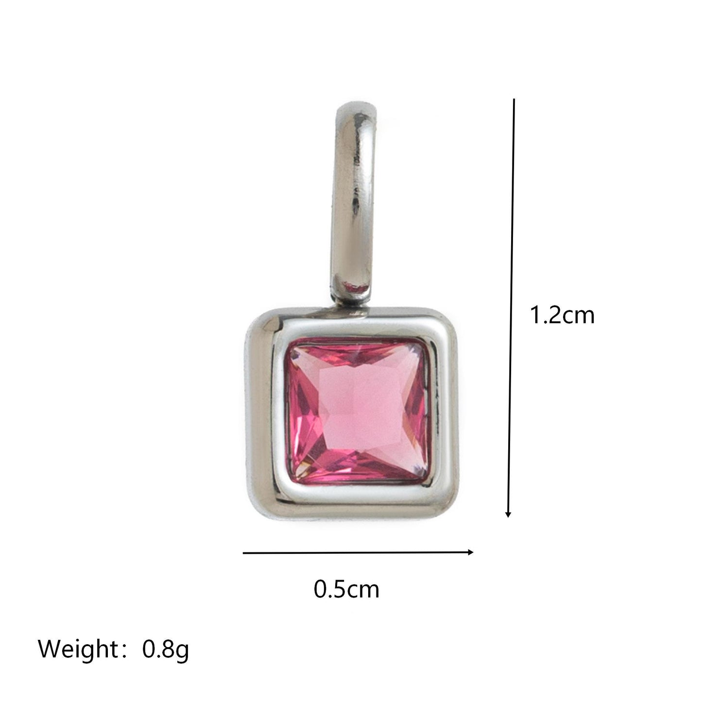 Minimalist Square Titanium Steel Gemstone Pendant with Cubic Zirconia Inlay Charm Bar for Women