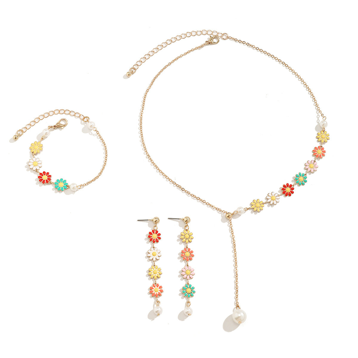 Minimalist Floral Alloy Plated Curb Chain Necklace for Women