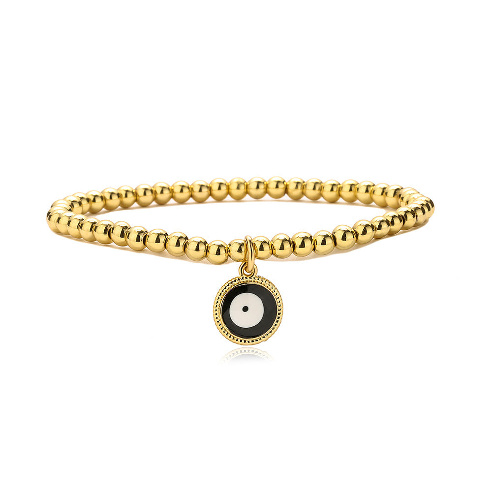 Bracciale a pendente Geometric Demon Eye da donna con perline in rame e finitura smaltata