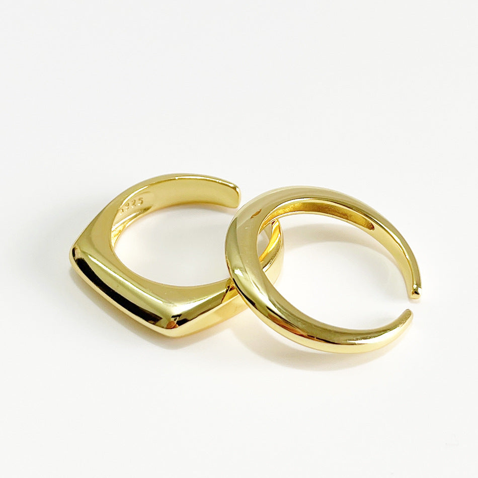 Anello a cono geometrico minimalista in argento sterling 925 lucido da donna