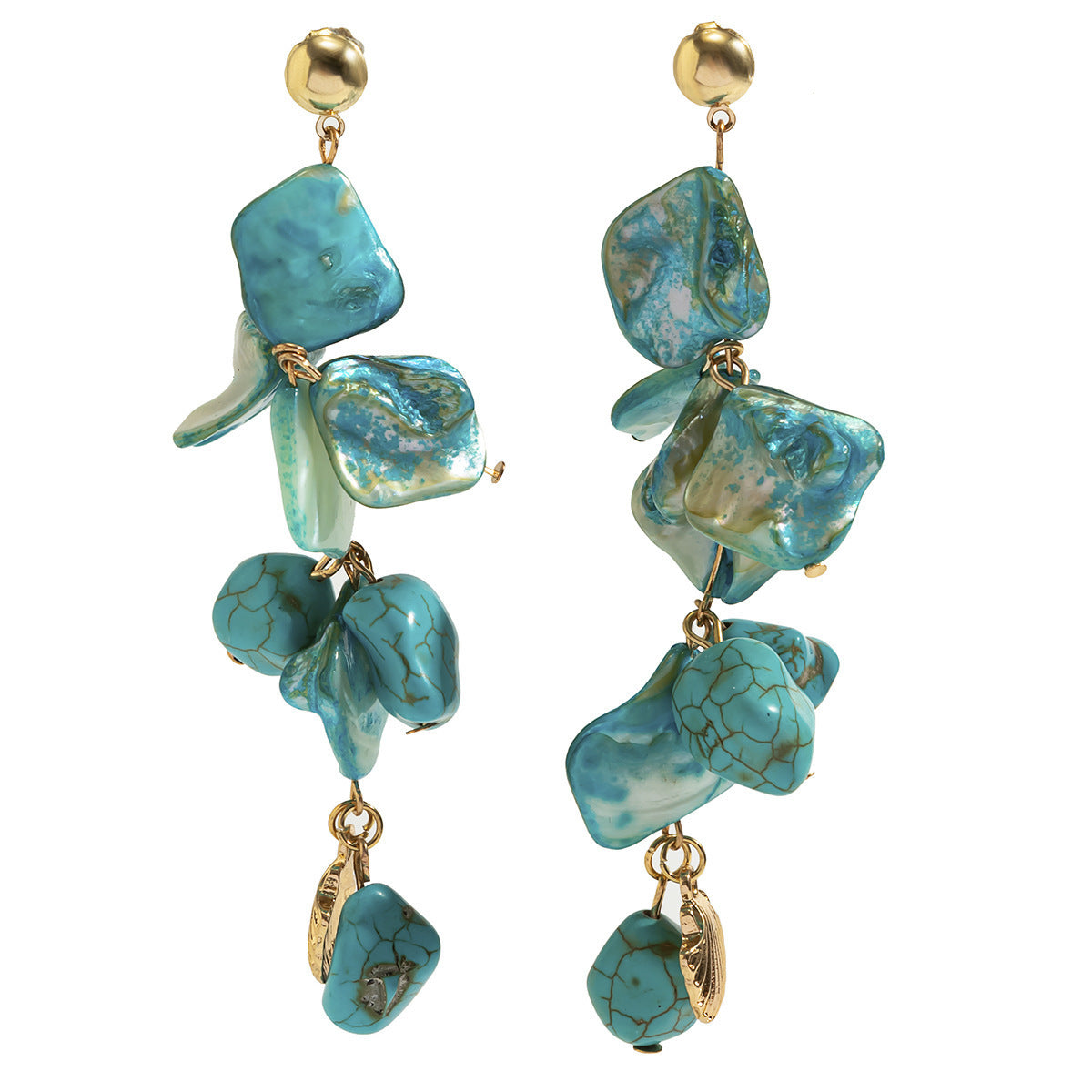 Sweet Geometric Starfish Shell Alloy Plated Earrings Irregular Design for Women