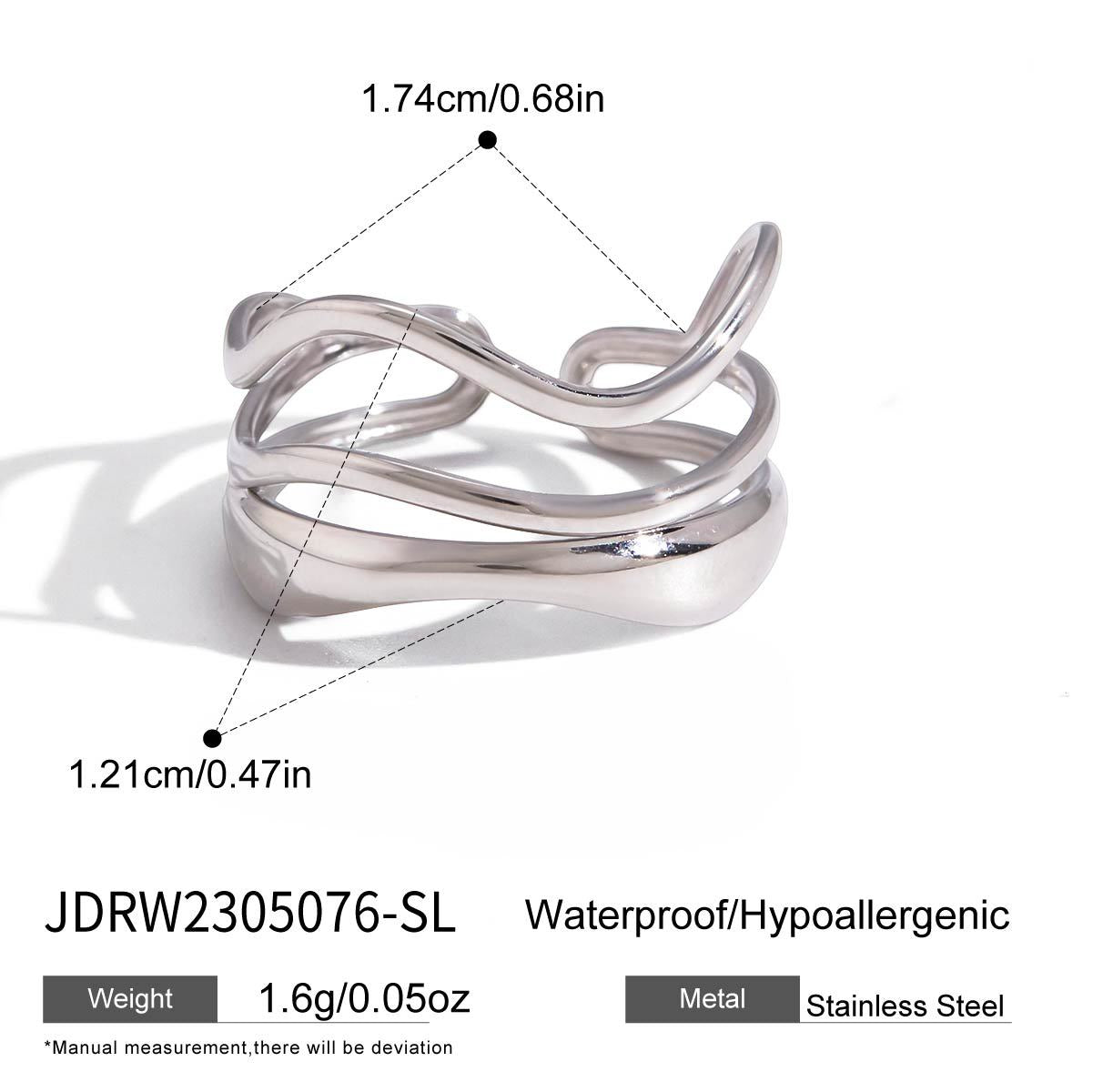 Geometric Plated Stainless Steel Open Ring for Women